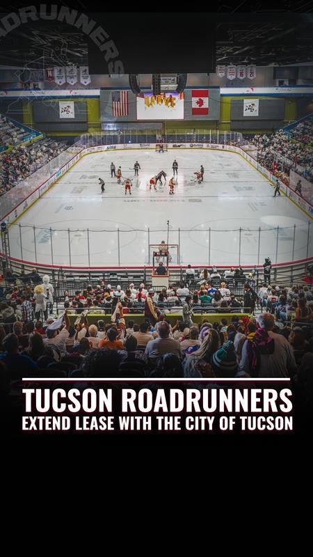 RoadrunnersAHL's tweet photo. The Tucson Roadrunners announce the extension of their lease with the City of Tucson through the 2027-28 season!

Read more: https://t.co/tOqe3pSBAg

#LetsGoTucson https://t.co/qqRvPegDsI