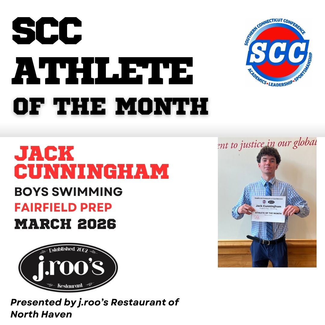 SCCcommissioner's tweet photo. @amityathletics #ctghk Ivy Massicotte and @ffldprepjesuits #ctswim Jack Cunningham are the SCC's Athletes of the Month for March, presented by j.roo's of North Haven
https://t.co/7FhBOCPc8X https://t.co/zmPmetJdCl