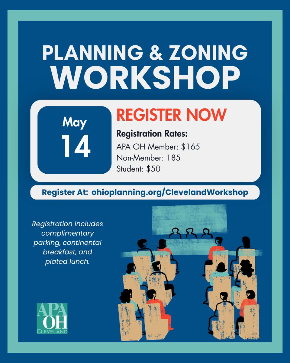 APA_CLE's tweet photo. Registration is now OPEN for our Planning &amp; Zoning Workshop on May 14!
Join us for a full day of insights, networking, and great conversations.
Spots are limited, so don’t wait, secure yours today!
Register now: https://t.co/l1Ho8t7lV8 https://t.co/VCL2WGCZ87