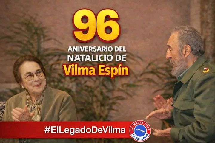 Vilma Espín Guillois, hoy estaría cumpliendo 96 años, toda una vida dedicada a la emancipación de la mujer y la defensa de los derechos de la infancia.
#VilmaPorSiempre
#SanctiSpíritusEnMarcha 
<a href="/DiazCanelB/">Miguel Díaz-Canel Bermúdez</a> <a href="/DrRobertoMOjeda/">Dr. Roberto Morales Ojeda</a> <a href="/DeivyPrezMartn1/">Deivy Pérez Martín</a> <a href="/PartidoPCC/">Partido Comunista de Cuba</a>