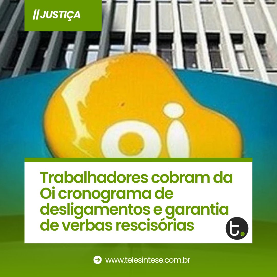 telesintese's tweet image. 👷Sindicatos cobram da Oi cronograma de desligamentos e garantia de pagamento das verbas rescisórias. #Telecom #Trabalho

👉🏻 Saiba mais em nosso Site: telesintese.com.br/trabalhadores-…