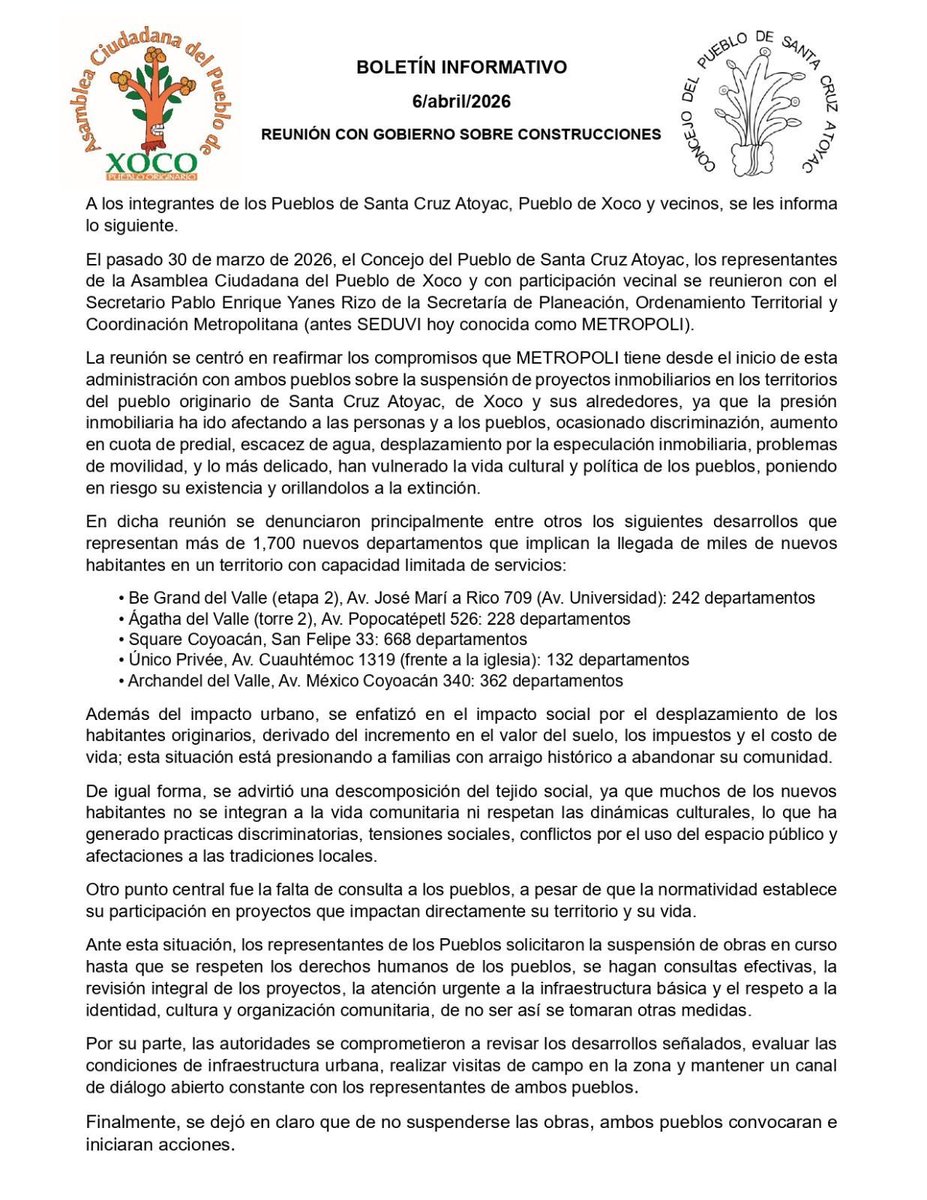 hengracia's tweet photo. @ClaraBrugadaM @IntiMunoz @Vivienda_CDMX @MetropolisCDMX Residentes de #Sthana repudiamos la construcción de #SquareCoyoacán San Felipe 33 #SantaCruzAtoyac #Xoco @AlcaldiaBJ_CDMX #Contaminacion #Ambiental #Diesel #Decibeles #Gentrificacion https://t.co/TUbwSkFVsj