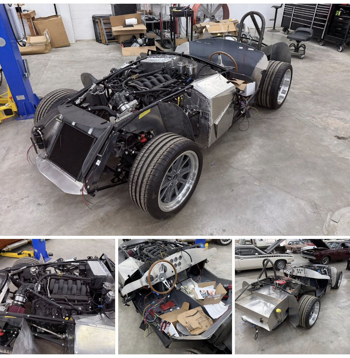 dwmiller2's tweet image. Project update! All-new, ground up Factory Five AC Cobra build looking good with Coyote RestoMod drivetrain, air conditioning, wiring, plumbing, 4-wheel DISC brakes, etc. Yeah baby. #Cobra #BNMC #ClassicMechanic 324-4444 classic-auto-repair.com