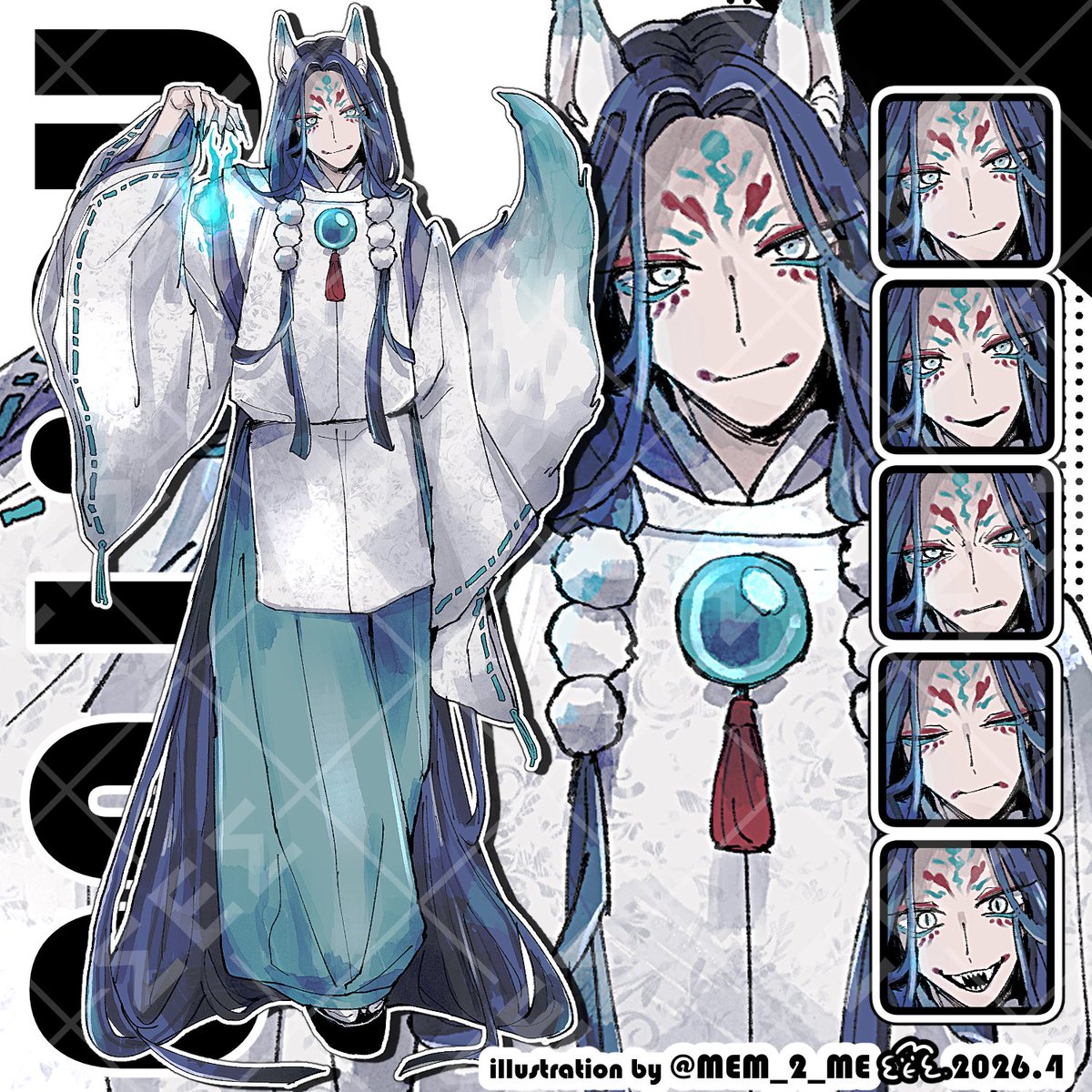 MEM_2_ME's tweet photo. おはようございます〜☀
出ました〜！
狐の神さまなモチーフでした！🦊
どっちも格好よくて可愛よい♡5個目の表情がLOVE…
101の見習い、子分感が出ててお気に入り
よろしくです〜

#つなぐ #キャラ販売 #立ち絵 https://t.co/DiZoU02dQs