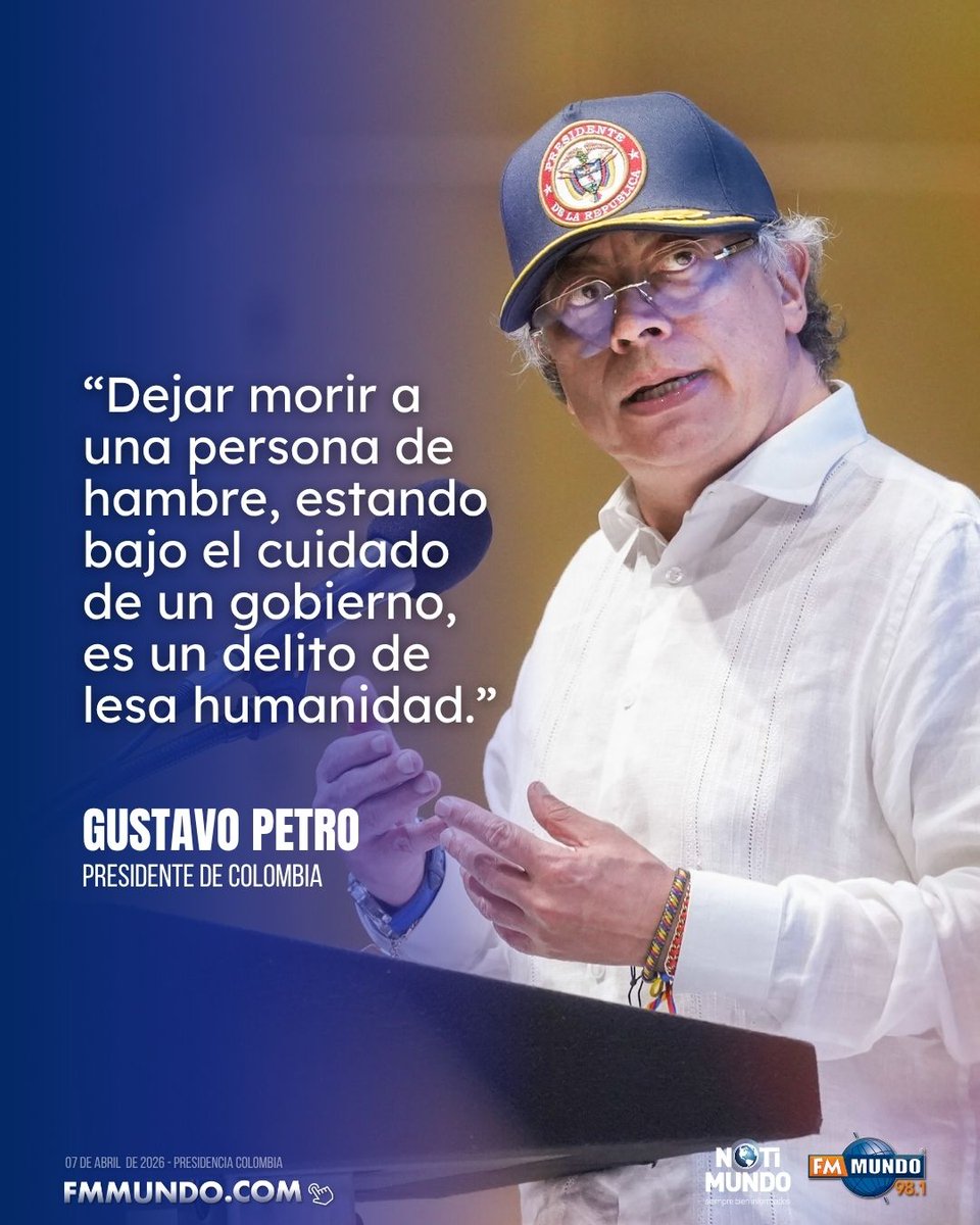 🌎#PorElMundo | "Dejar morir a una persona de hambre, estando bajo el cuidado de un gobierno, es un delito de lesa humanidad", afirmó el presidente de Colombia, Gustavo Petro, al referirse a la situación del exvicepresidente Jorge Glas.

🌐fmmundo.com/notimundo/inte…

#Fmmundo, 100%