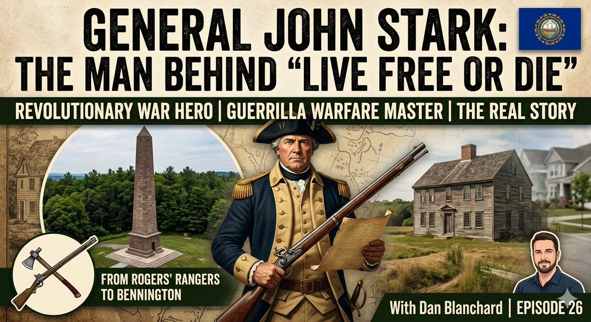 George Washington respected him. The British feared him. New Hampshire honors him.

General John Stark lived to 93 and gave us the ultimate American motto: "Live Free or Die."

Discover his leadership secrets.

Watch here:  granddaddyssecrets.com/travel-in-time…
#History #Leadership #Travel