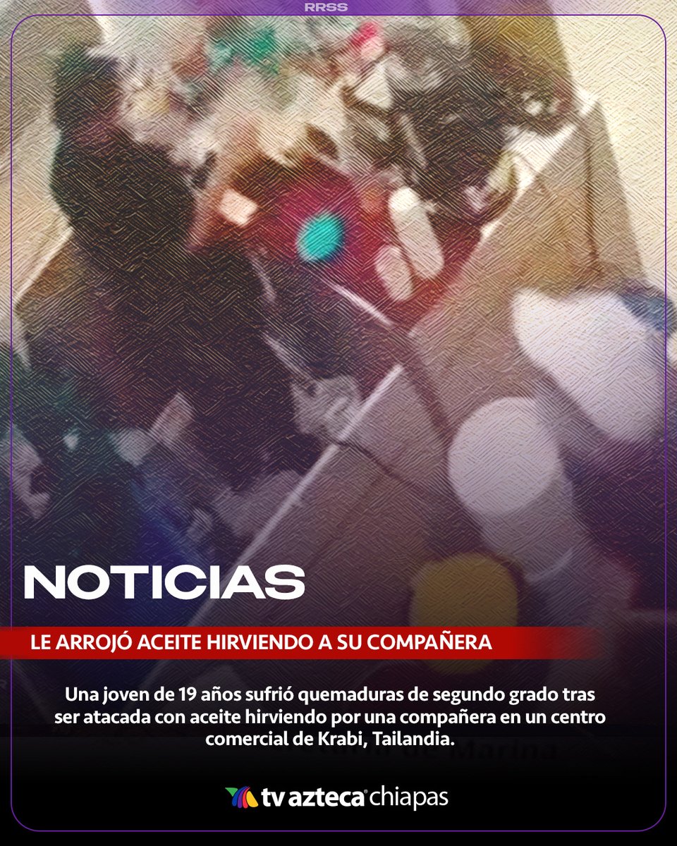 TVAztecaChiapas's tweet image. ¡La qu3mó viva! 🚨🔥 Una joven terminó con graves quemaduras tras ser rociada con ac3ite hirvi3ndo por su propia compañera en un centro comercial 😨 IMÁGENES SENSIBLES👇

#Violencia #Impactante #VideoViral #Tailandia #Justicia #Noticias