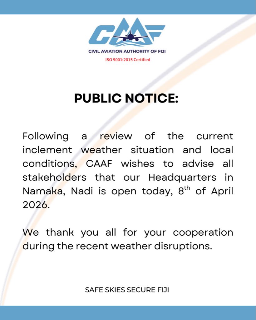 Civil Aviation Authority of Fiji tweet media
