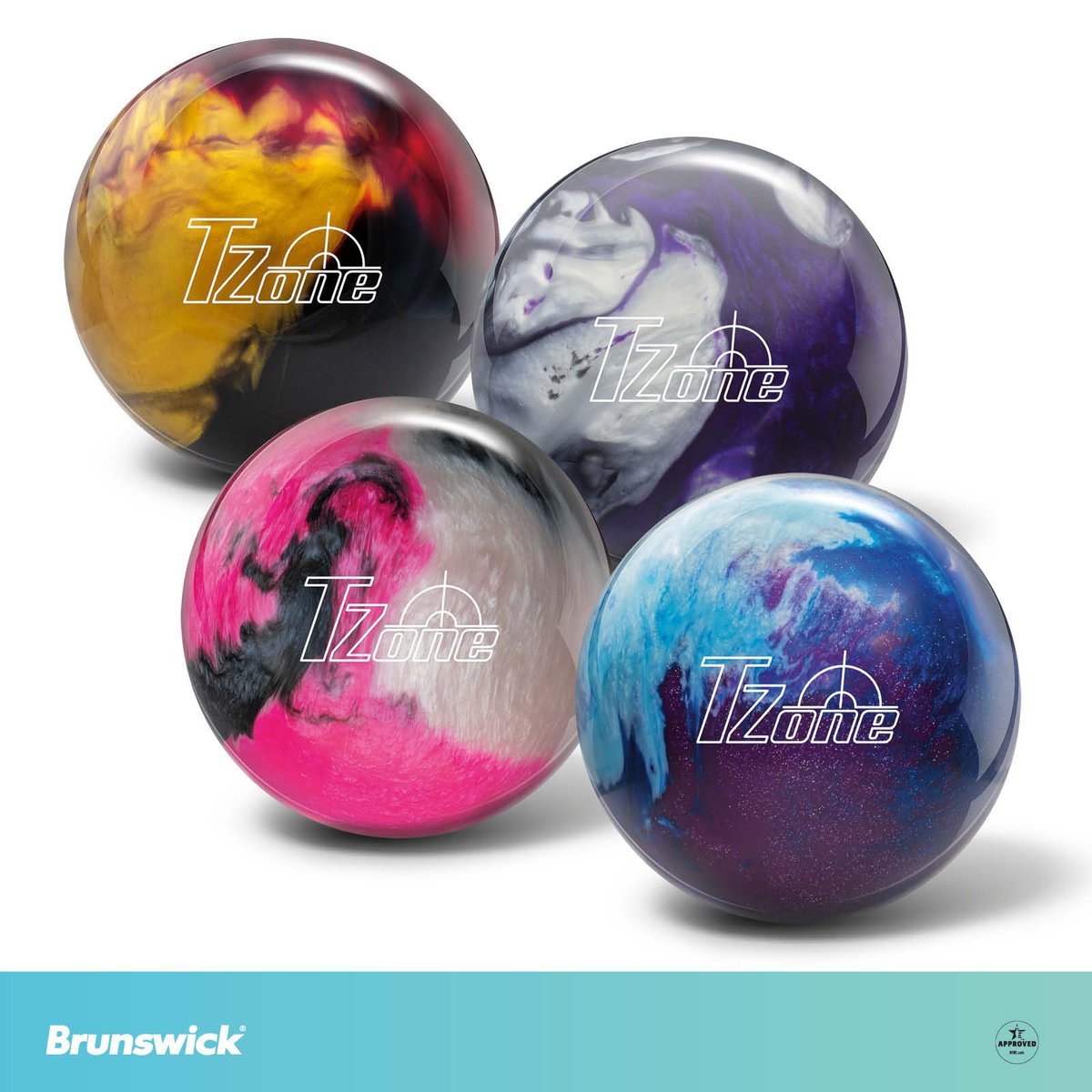 Brunswick's tweet photo. TZones get new color additions! Scarlet/Gold/Black, Black/Purple/Silver, Wild Orchid and Peek A Boo Berry. Available 04.16.2026.
#BrunswickBowling #TZone https://t.co/pBT72JbPJs
