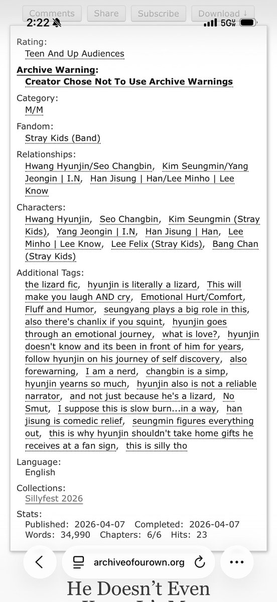 FINALLY I CAN SHARE MY <a href="/skizsillyfest/">sillyfest ~ round 2 posting!!!!</a> fic! If you like hyunibini and skz chaos this one is for you! archiveofourown.org/works/82310716…