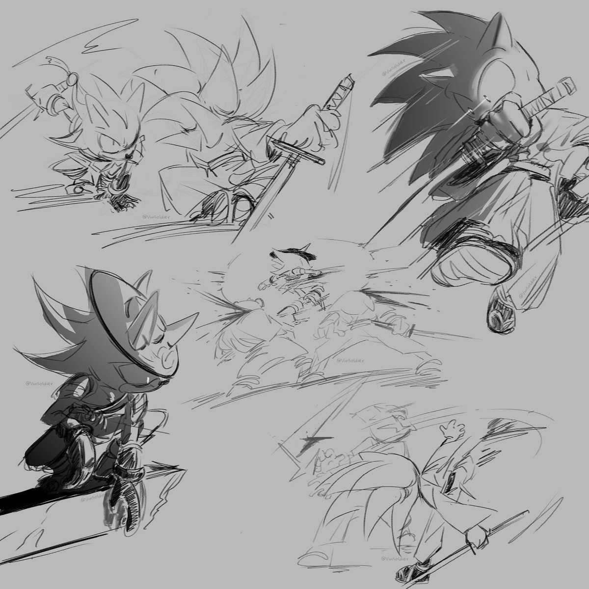 VinSoldier's tweet image. I've been practicing action scenes, would you like to see more of that? 🤔 Of course they won't get me out of the romantic scenes haha #sonadow 
By the way, why haven't I seen drawings of them like this? 🧐