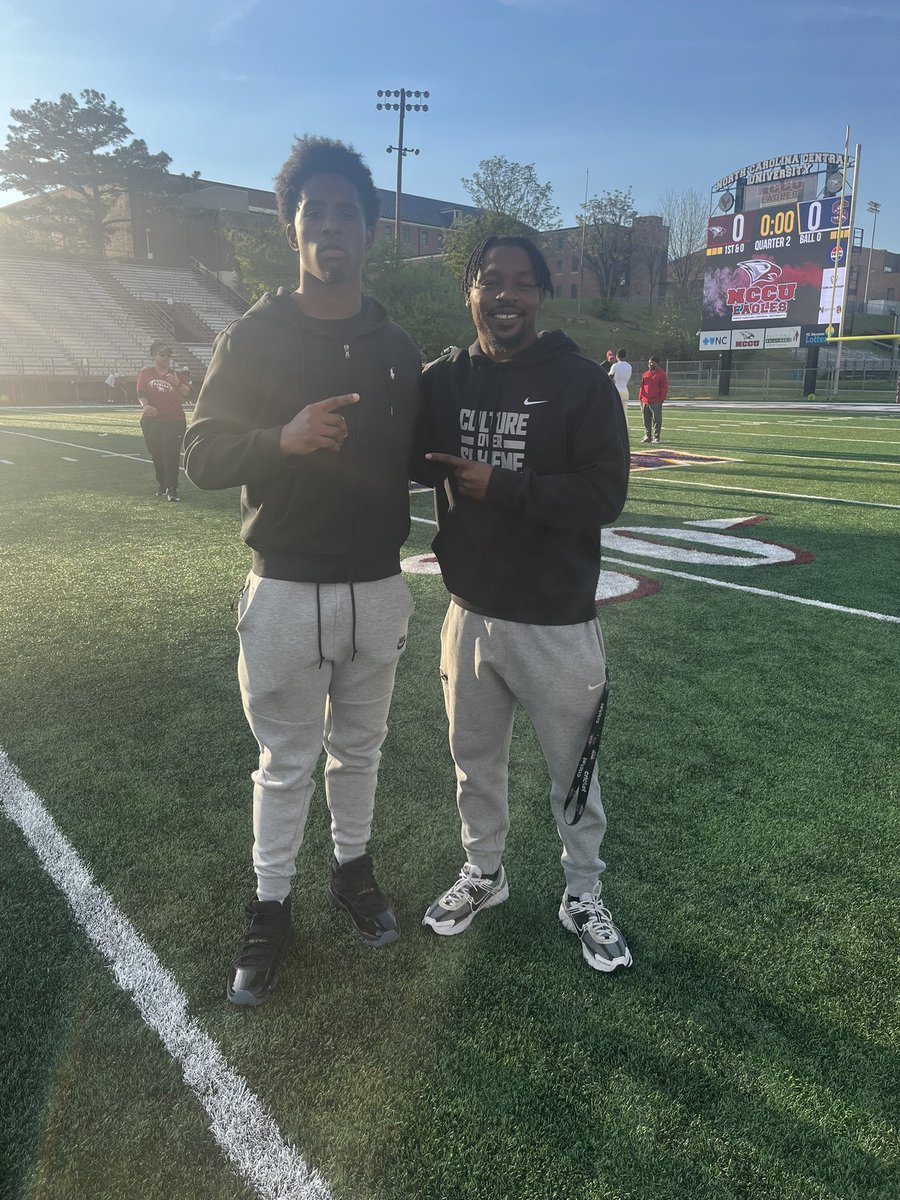 Treeyy3_'s tweet photo. Had a great day at @NCCU_Football can’t wait to be back! @coleman5elijah @CoachMatt_NCCU @coachscott33 @HuguenotFB https://t.co/8DiSB9cNyV