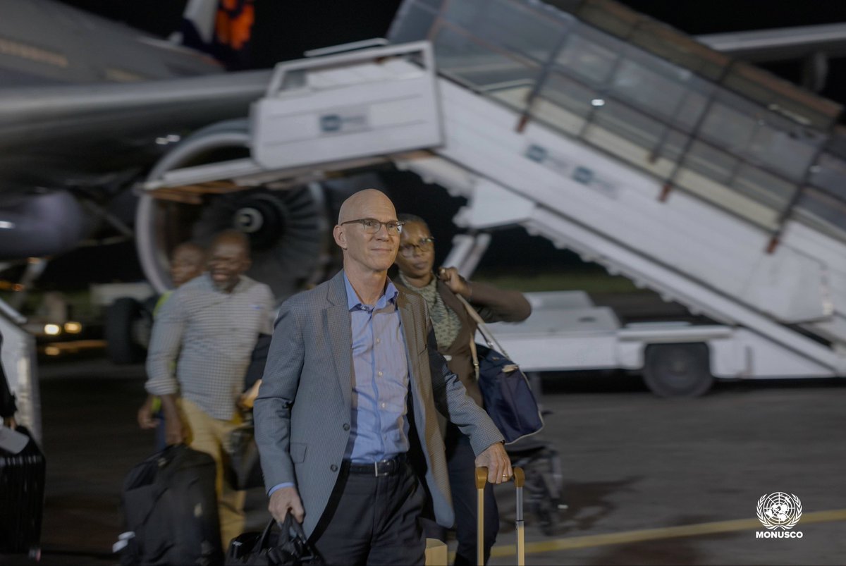 MONUSCO's tweet photo. MONUSCO welcomes the arrival in Kinshasa of Mr. James Swan, SRSG and Head of MONUSCO. He begins his engagement with a strong commitment to working in partnership with the Congolese authorities, and communities in support of peace, protection of civilians and stability in the DRC. https://t.co/r9iAMVDE9G