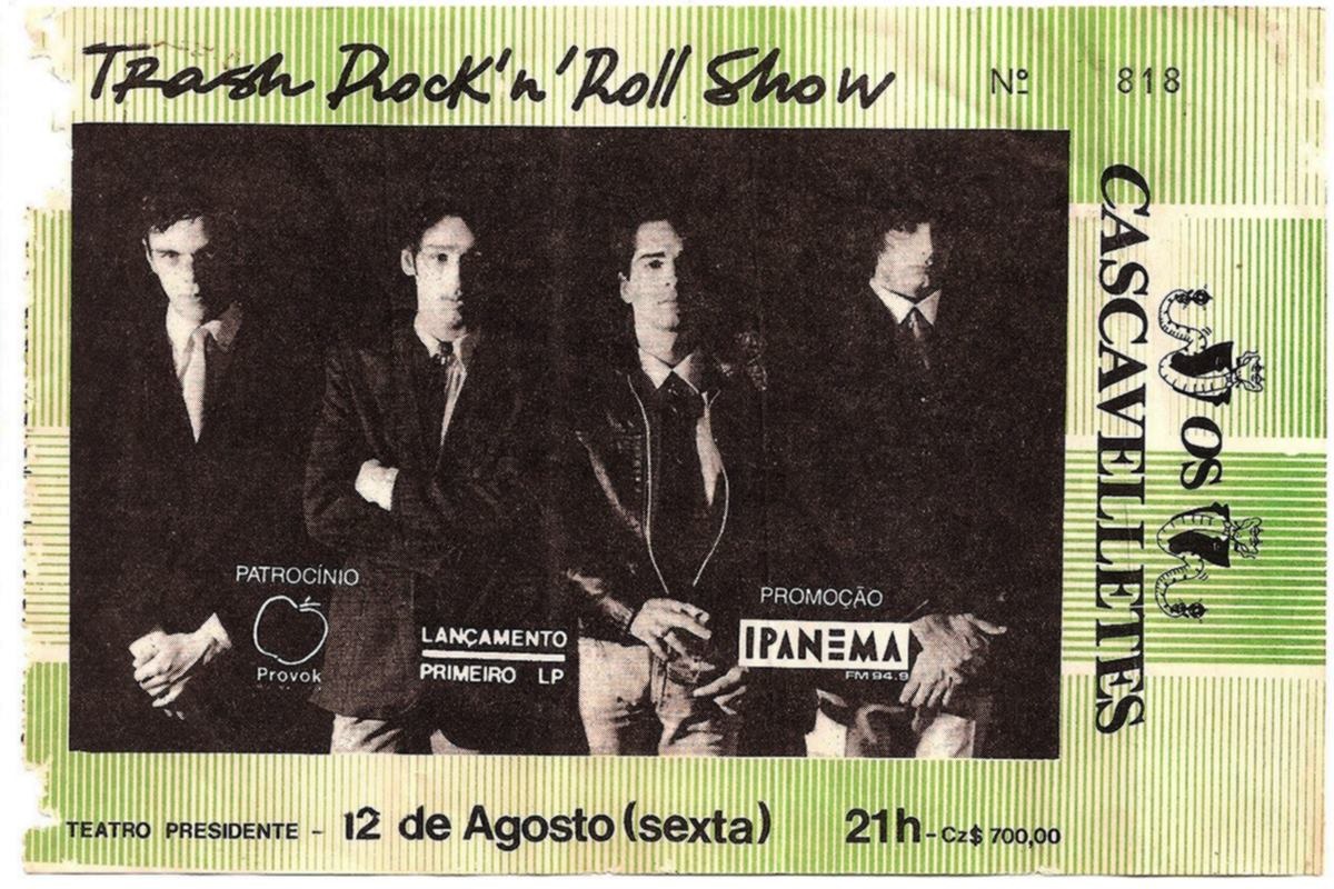 jupiteracervo's tweet photo. Ingresso para o show de lançamento do primeiro LP/EP dos Cascavelletes no Teatro Presidente (RS) em 1988. https://t.co/qBSRx00hPU