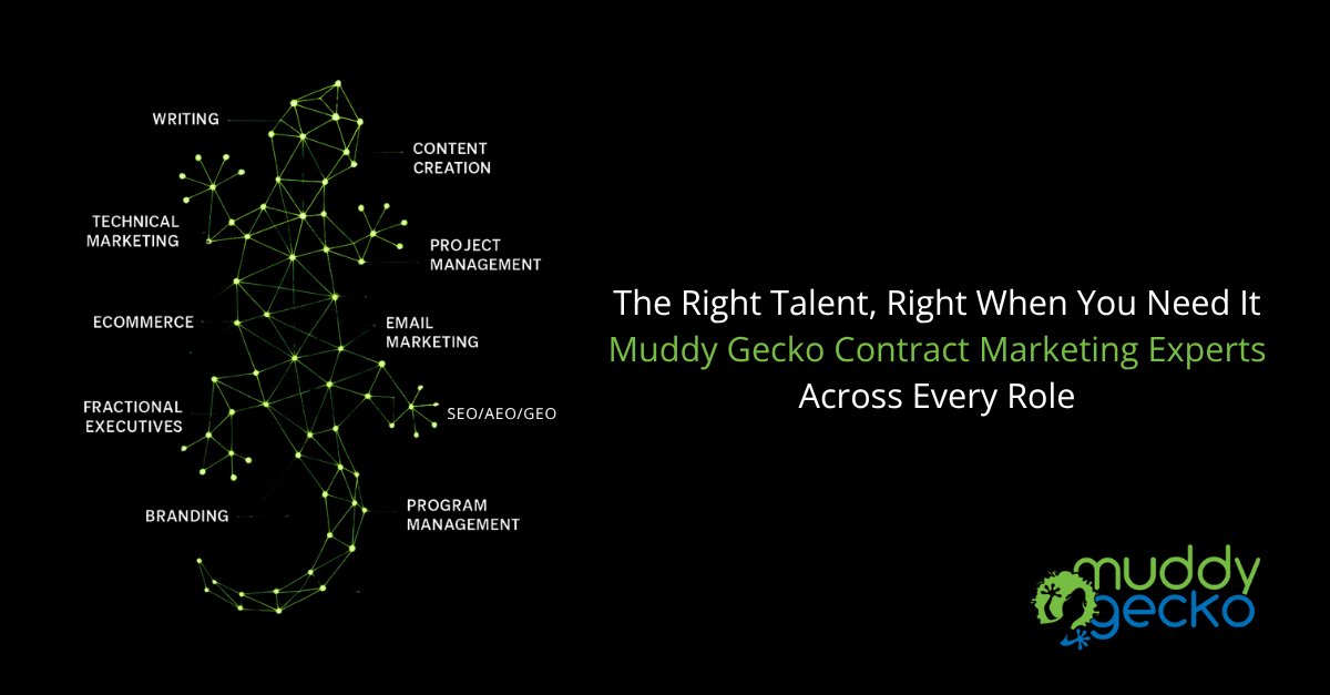 Marketing needs change fast. Your team should too.

Muddy Gecko Contract Staffing gives you experienced marketing talent on demand, without long term overhead.

muddygecko.com/contract-staff…