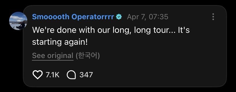 Jay finally gives us a warning on Jaypril about their exhaustion and what are all of you going to call it? That they're enjoying the tour? Hell nah.