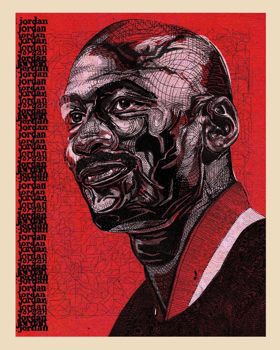 stephenjpacheco's tweet photo. Illustration of Michael Jordan, completed by hand over 15 hours. Link in bio for prints / original. https://t.co/DQSS8Vw3Zf