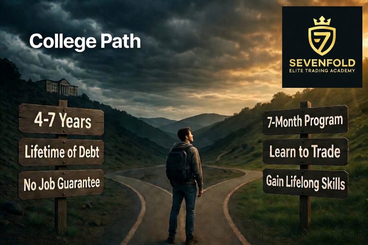 7FoldETA's tweet photo. What path will you choose? 
Learn to trade for only $100 per month for 7 months = $700 total. https://t.co/kusRuZXmbJ to learn more https://t.co/viR5xRjMhn