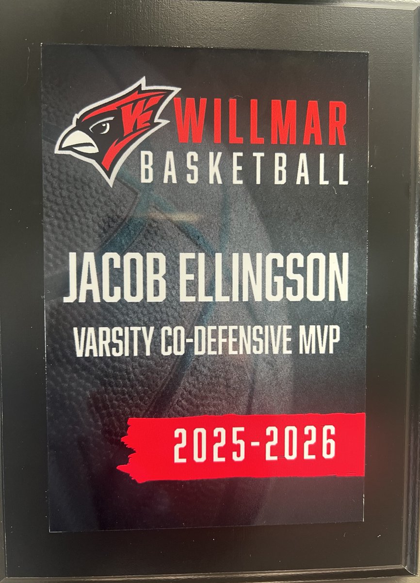 JacobEllin24376's tweet photo. Honored to receive Varsity Co-Defensive team MVP this year in basketball. Thank you to the coaches and teammates for a great season. @Willmar_Ball https://t.co/QY67V1zk4y