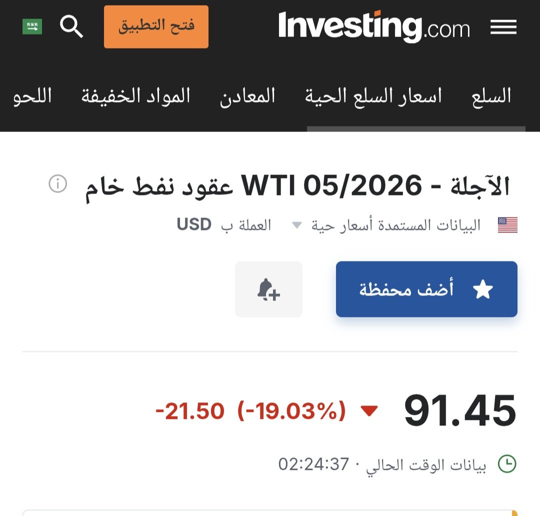 الأسعار تواصل الانخفاض 👇👇👇

تخيلوا انخفاض 21 دولار (حتى الان) في جلسة واحدة!