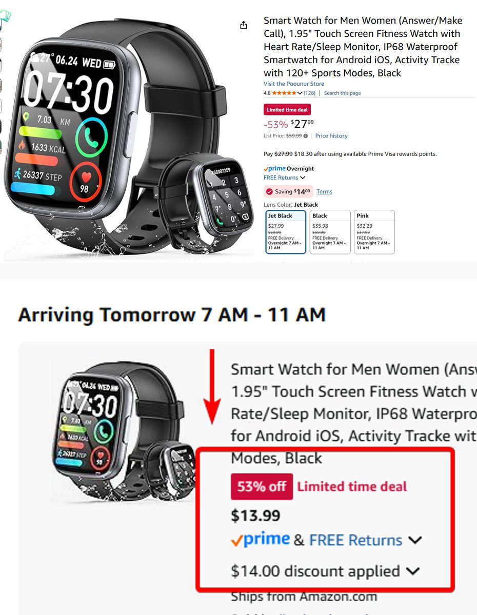 Pricerrors's tweet image. $13 TOUCHSCREEN SMART WATCH ON AMAZON

Retails $60 (Clip $14 off coupon)

Works with Android or iPhone.

pricedoffers.com/wpdhh #ad