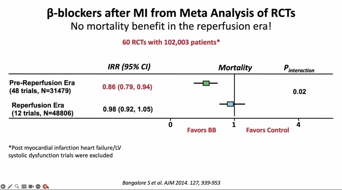 hvanspall's tweet image. Brilliant rounds by @kaulcsmc @CedarsSinai on #CV controversies: valve interventions, antiplatelet therapies, &amp;amp; #betablockers post #MI

Thank you for a masterful synthesis of evidence, along with key takeaways (snapshot👇🏽)

Anyone routinely prescribing BBs post MI with EF &amp;gt; 50%?