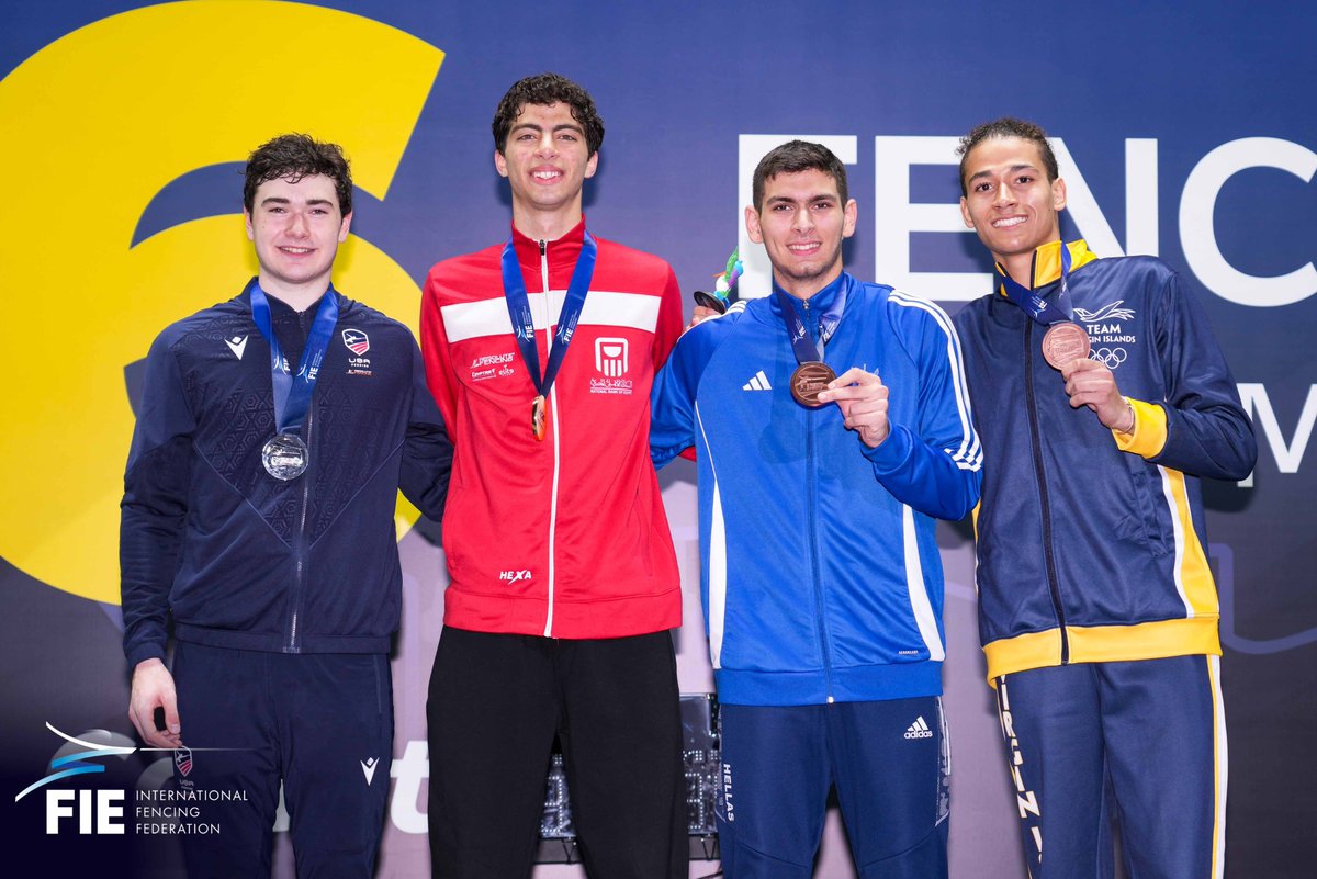 FIE_fencing's tweet image. 🎉Congratulations to the Rio Junior Men’s Individual Epee World Championships medallists 🇧🇷👏🏼

🥇Youssef Shamel 🇪🇬
🥈Nathaniel Wimmer 🇺🇸
🥉Kruz Schembri 🇻🇮
🥉Artemios Tzovanis 🇬🇷

📸 Bizzi / Augusto Bizzi &amp;amp; Eva Pavia &amp;amp; Luca Pagliaricci  &amp;amp; Zsolt Nekifor

#esgrima #fencing #escrime