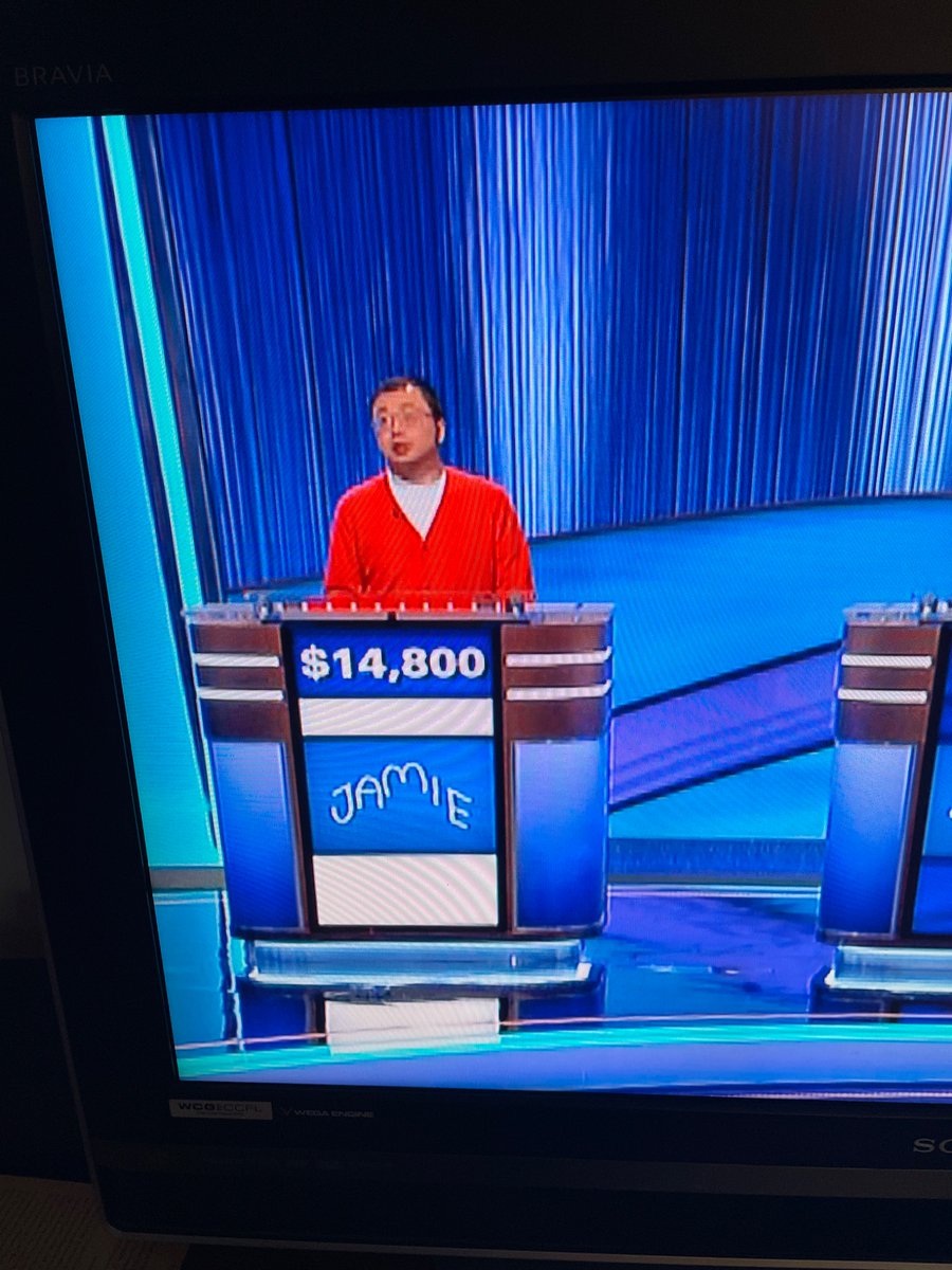 TammiMinoski's tweet image. How did Jamie not know davenport, another name for sofa? He knows everything! #Jeopardy