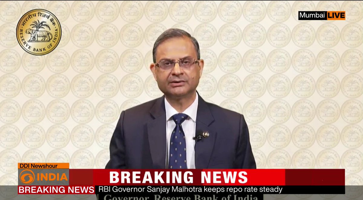 DDIndialive's tweet image. RBI Governor Sanjay Malhotra announces the monthly Monetary Policy Statement for the financial year 2026-27

#WATCH: studio.youtube.com/video/TBlxk1kH…