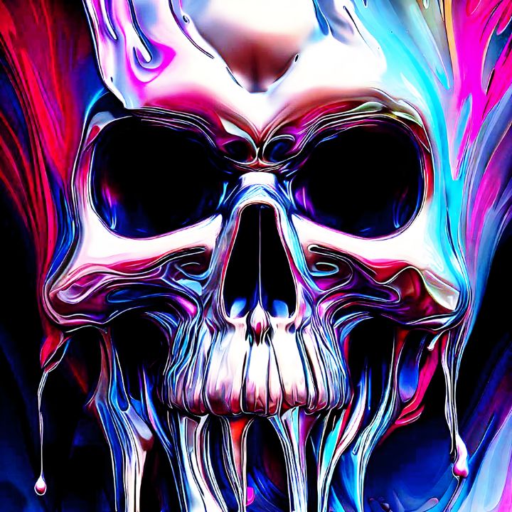 CryptoSpun's tweet photo. Art of the Day! "Fluid Fusion Liquid Metal Drip Skull". Buy at: https://t.co/p3RYv0g4pV https://t.co/z7eqLi2QH8
