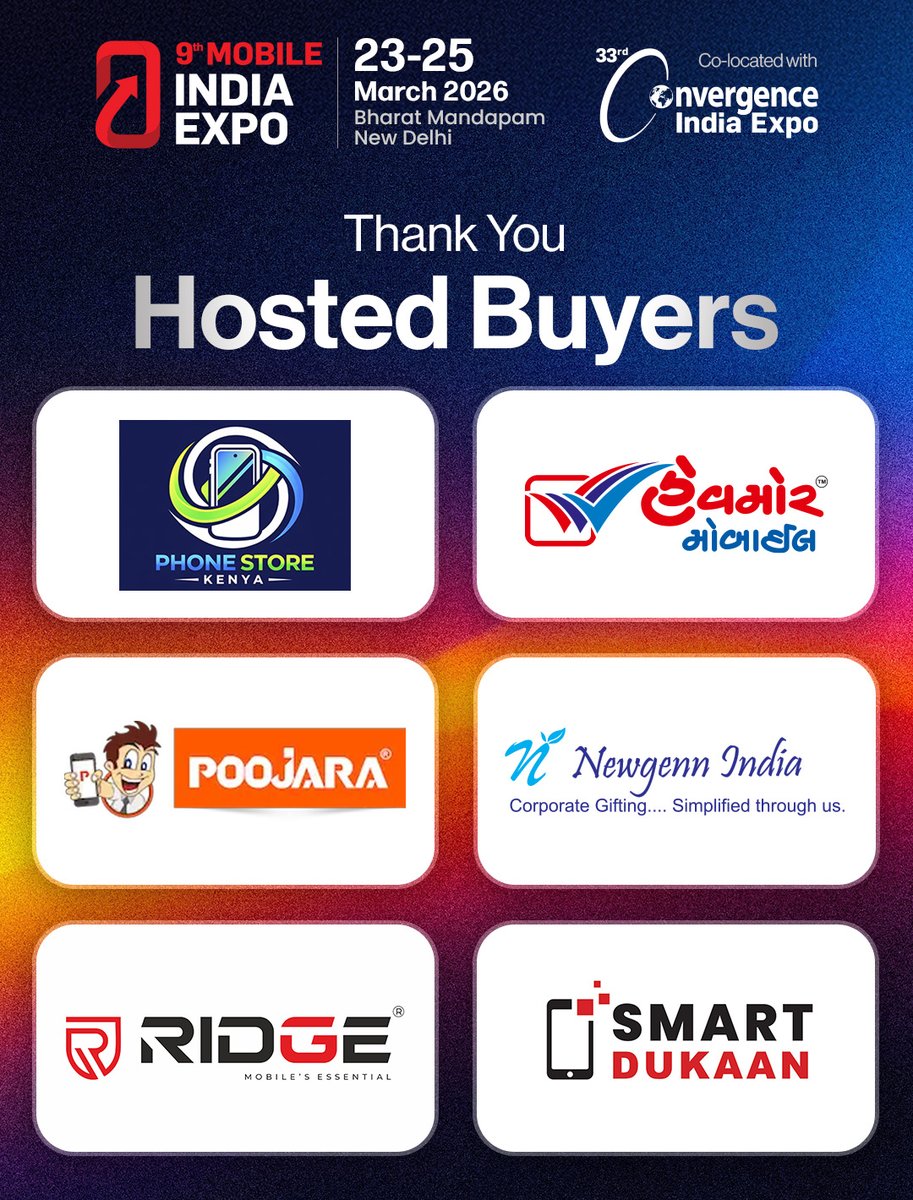 mslexpo's tweet photo. A heartfelt thank you to our esteemed Hosted Buyers for being a part of @MobileIndiaExpo.

Your presence drove meaningful connections, strategic collaborations, &amp; high-impact networking.

Here’s to continued engagement &amp; greater milestones ahead. See you in 2027!

#CI2026 #MI2026 https://t.co/NEVYhhEHeH