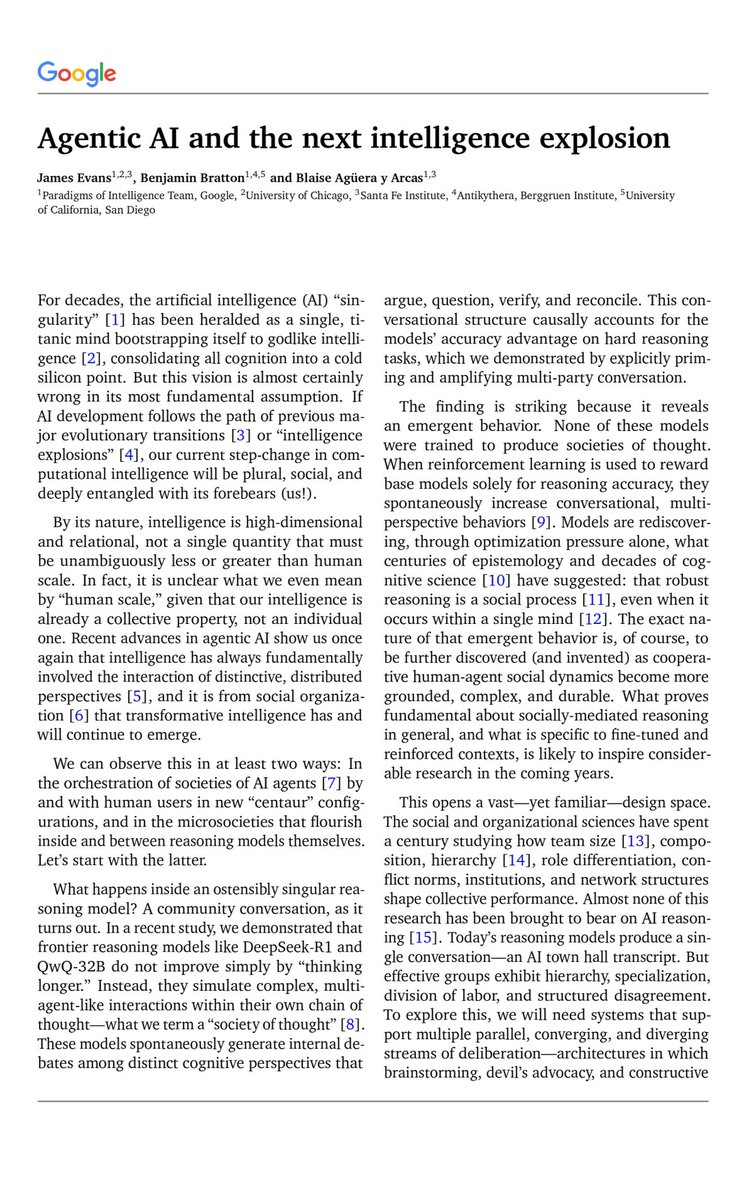 sukh_saroy's tweet image. Holy shit... Google researchers just discovered that AI models are developing multiple personalities inside their own minds.

And those personalities argue with each other to solve problems.

No one programmed this. It emerged on its own.

This just got published in Science, the