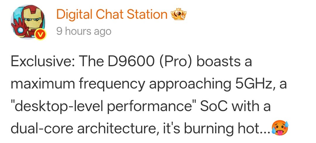 tsaikumar1989's tweet photo. Mediatek Dimensity 9600 Pro details
- vanilla and Pro chipsets
- TSMC 2nm node
- Pro frequency whopping 5GHz
- launching in September
#Dimensity9600 #Dimensity9600Pro https://t.co/wZn7pEze9N