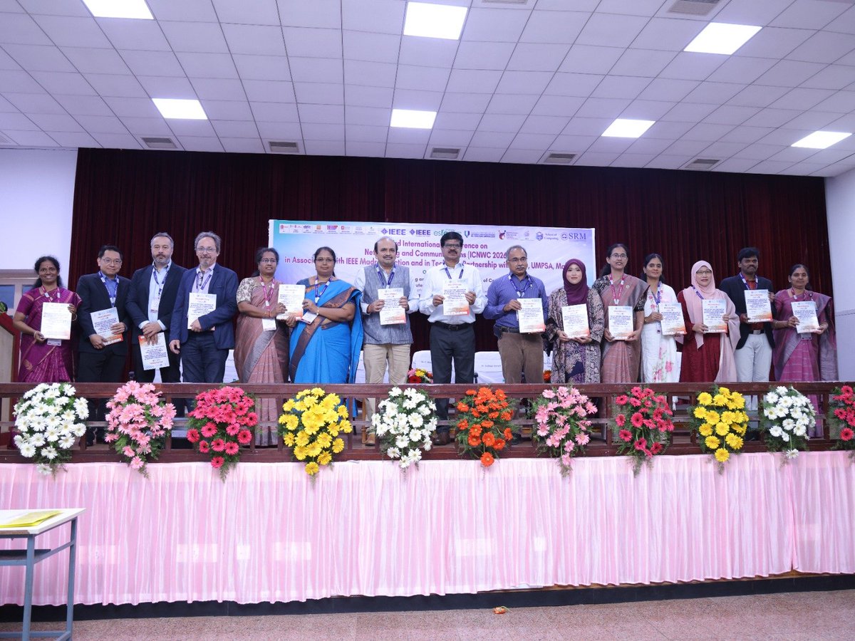 SoC_SRMIST's tweet image. 🌐✨ ICNWC 2026 Day1in a nutshell! ✨🌐
From a global launch in Malaysia 🇲🇾 to a grand inauguration at @SRM_Univ  — #ICNWC2026 was all about innovation, collaboration &amp;amp; impact 🚀
💡 3400+ submissions | 🌍 Global participation
#SRMIST #SchoolOfComputing #NWC #ICNWC2026 #Innovation