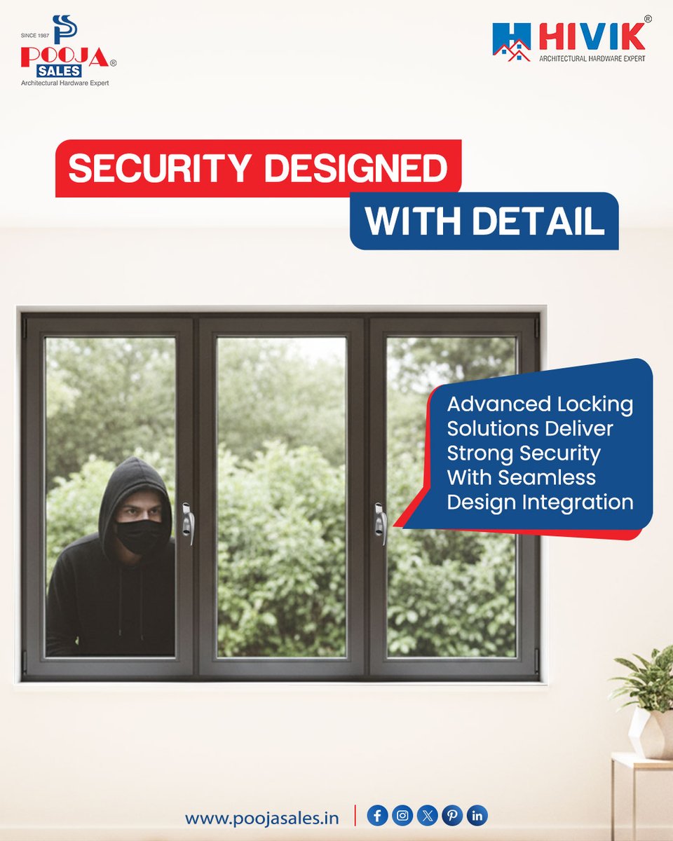 pooja_sales's tweet image. Smart Security Strong Protection

Learn More About Our Solutions: poojasales.in
Call Us Now for Assistance: +91 99987 4040

#SmartSecurity #HomeSafety #WindowLocks #AluminiumWindows #ArchitecturalHardware #PoojaSalesHardware #HivikHardware #Rajkot #India
