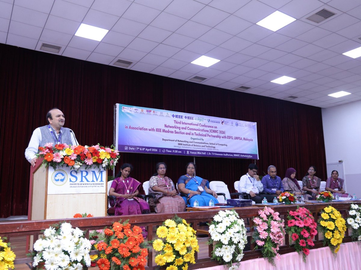 SoC_SRMIST's tweet image. 🌐✨ ICNWC 2026 Day1in a nutshell! ✨🌐
From a global launch in Malaysia 🇲🇾 to a grand inauguration at @SRM_Univ  — #ICNWC2026 was all about innovation, collaboration &amp;amp; impact 🚀
💡 3400+ submissions | 🌍 Global participation
#SRMIST #SchoolOfComputing #NWC #ICNWC2026 #Innovation