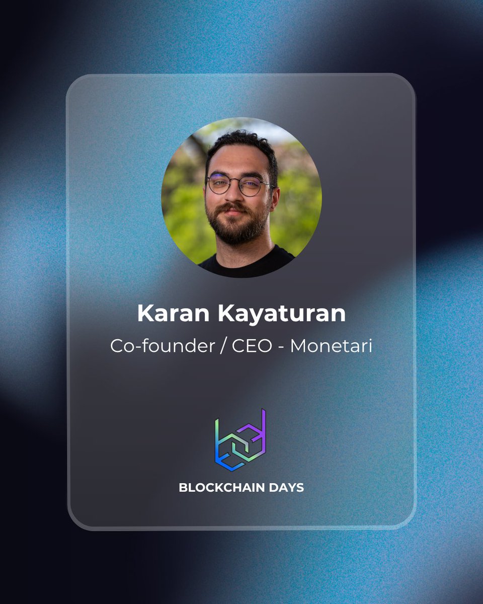 🇹🇷
Monetari'nin Kurucu Ortağı ve CEO'su olarak görev yapan <a href="/0xKaranK/">Karan</a>, Blockchain Days'te bizlerle olacak!

🇬🇧
Karan Kayaturan, Co-Founder and CEO at Monetari, will be with us at Blockchain Days!

#BlockchainDays2026