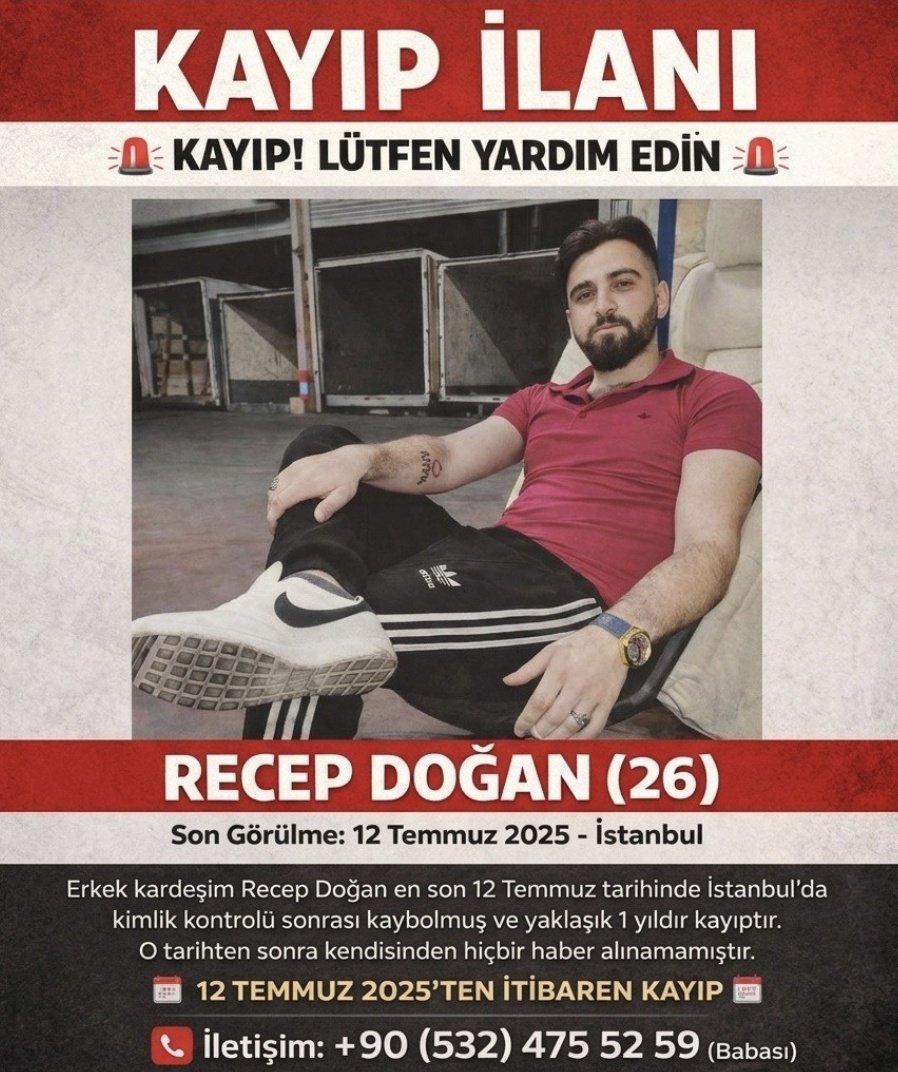 ozbo52's tweet image. ‼️RECEP DOĞAN (26) 12 Temmuz 2025 yılından beri KAYIP‼️

#Kayıp #Aybastı #Ordu #İstanbul