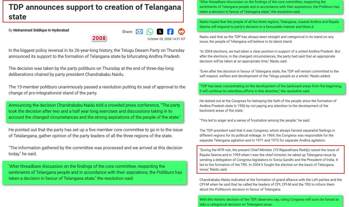 eclector1419857's tweet photo. What CBN wanted to say is #Cyberabad
Since its in #Telangana it came out like out

Video 1
#TDP backs Telangana statehood

Video 2
#Telangana :Few #accomplishments of #TDP 

Video 3
The #deliberations

Did he provoke students to take their lives-like kcr?
Did he incite like YSR? https://t.co/IbSijuO0nF