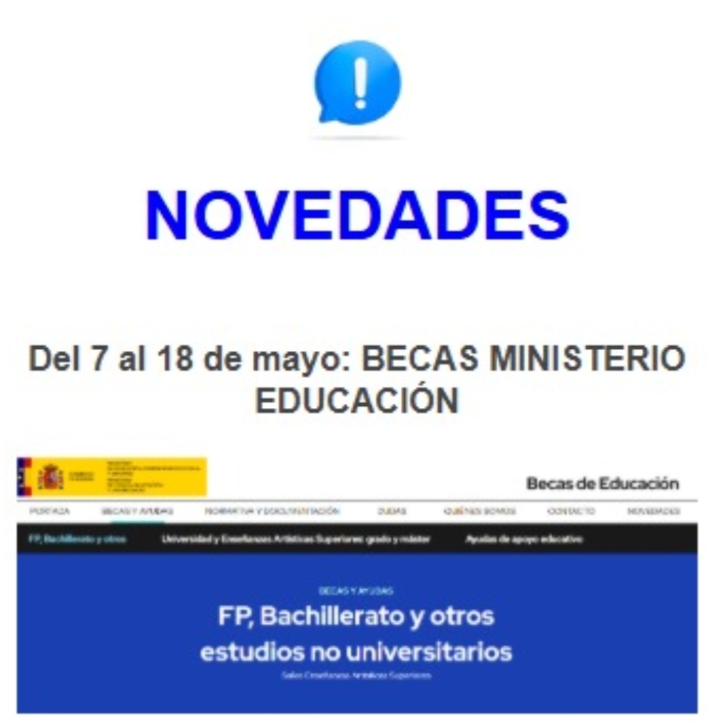 Albenizprojects's tweet photo. Ayer enviamos correo a familias de 4° y Bachillerato informando de las #Becas que el @educaciongob ofrece para estudios post obligatorios. Enlace a la propia página del Ministerio en #Novedades de nuestra web. 
#Oportunidades #Educación 📚💶 https://t.co/9xHqjMhejC