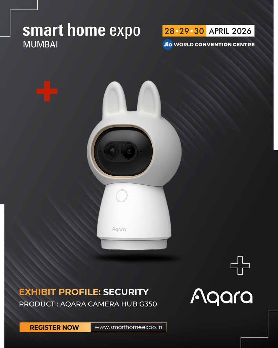 expo_smart's tweet image. See connected home security in a smarter format at Smart Home Expo 2026 with the Aqara Camera Hub G350.

April 28 • 29 • 30, 2026
Jio World Convention Centre, Mumbai

Register to Visit: smarthomeexpo.short.gy/QBcJEc

#SmartHomeExpo #Aqara #SmartSecurity #SmartHome #Mumbai