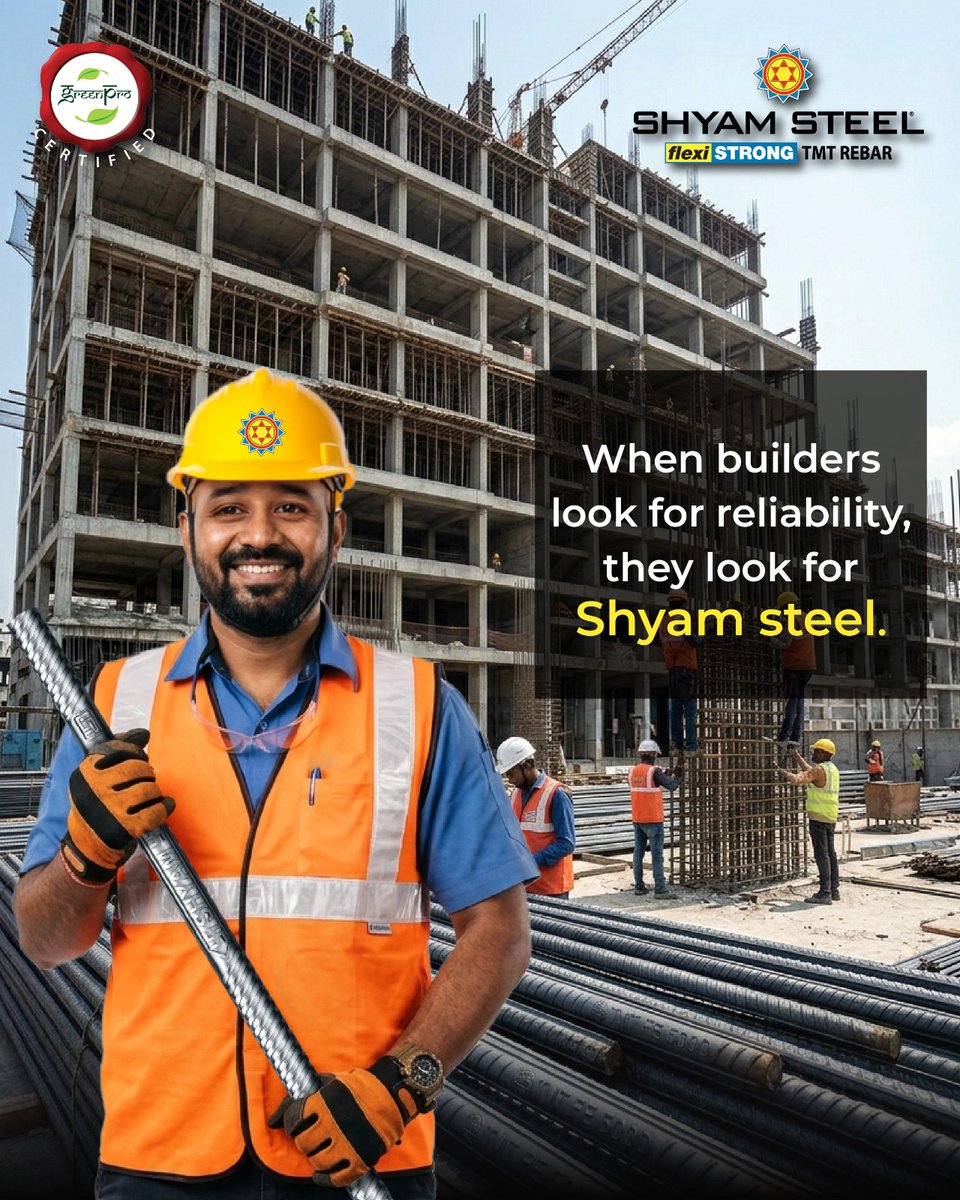ShyamSteelIndia's tweet photo. When it comes to building something that lasts, reliability isn’t a choice it’s a necessity.

#ShyamSteelIndia #BuildWithTrust #ReliableStrength #TMTRebars #ConstructionIndia #BuilderChoice #StrongFoundations #EngineeringExcellence #BuildToLast #InfrastructureIndia https://t.co/9NmAXLQdto