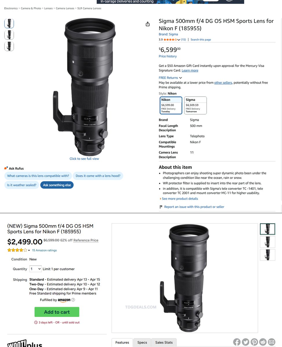 thedealsguy_'s tweet image. $2499 Masterpiece Telephoto Lens 📷 

Normally priced at $5,000 to $6500

link.tdgdeals.com/xJ9dp

#Ad
