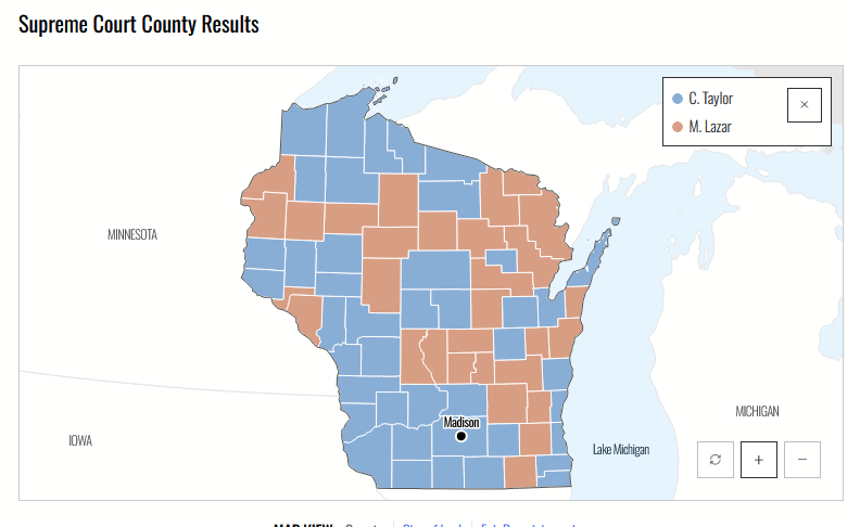 Taylor wins the WI supreme court race by more than 20 points over Lazar ...