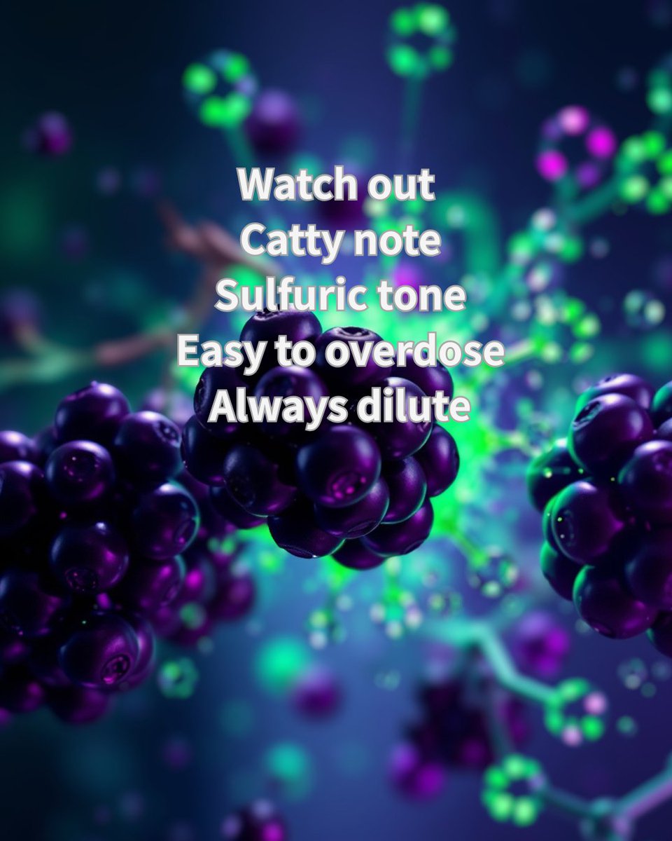 perfumerlab's tweet image. Watch out:
Overdose = catty / sulfuric.
Pro tip:
Dilute to 0.1% first.
Not a fruit note.
A realism enhancer.

#perfumery #blackcurrant #indieperfumer #aromachemicals