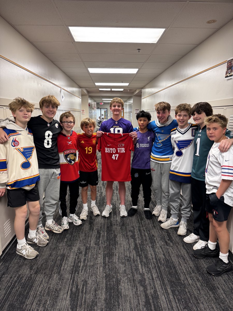 WeAreChaminade's tweet photo. We are forever #47Strong. We celebrated the life and legacy of Jake Tallon ‘28 today, wearing our favorite sports jerseys and enjoyed some donuts from Donut Palace. #EstoVir https://t.co/Gijyl0ywDf