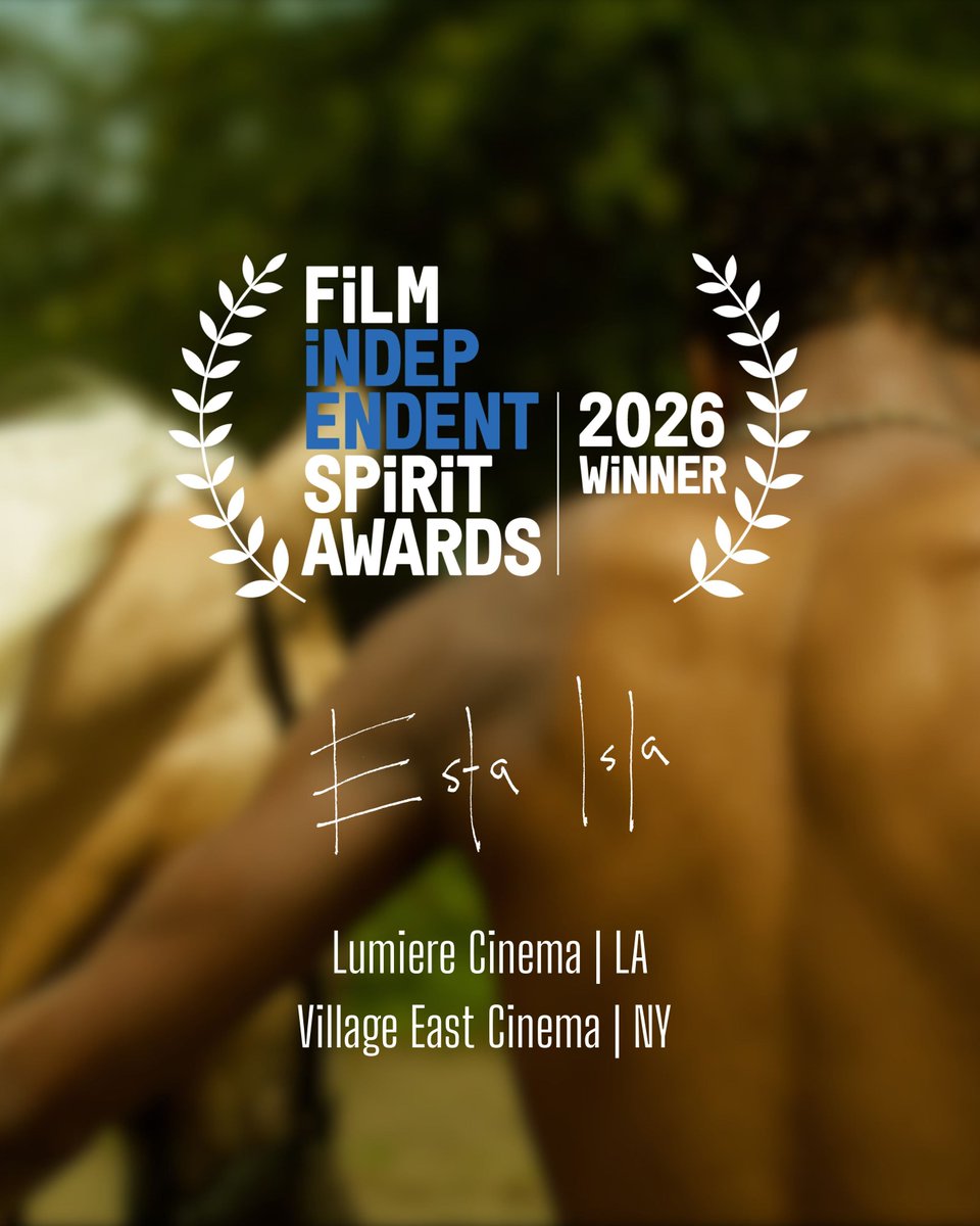 filmindependent's tweet image. Experience 2026 #SpiritAwards John Cassavetes Award winner 'Esta Isla' on the big screen! 'Esta Isla' made history as the only Puerto Rican film ever nominated for a Spirit Award — and the first to win. 

Now playing in theaters:
📍 Los Angeles — Lumiere Cinema
📍 New York —