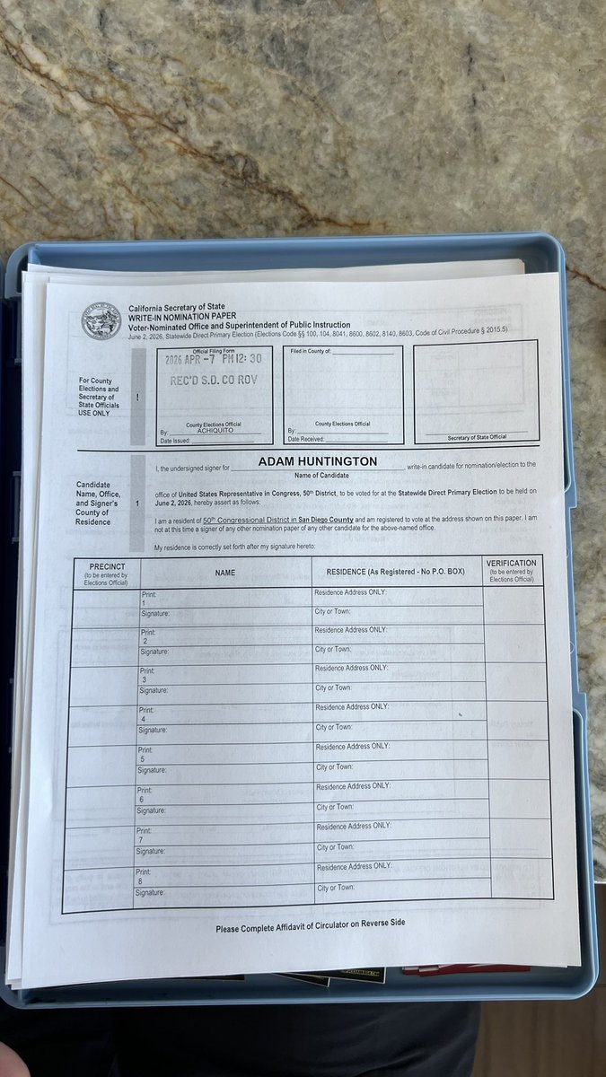 Adam Huntington for Congress CA50 tweet media
