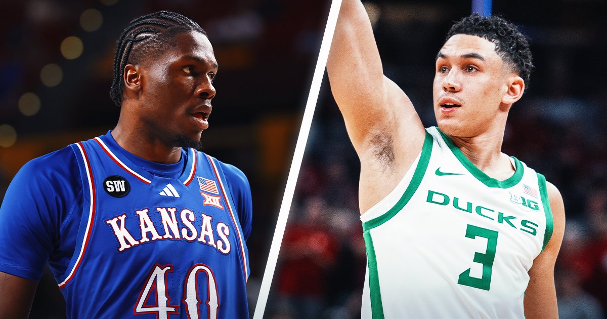 TransferPortal's tweet photo. NEW: Kansas transfer forward Flory Bidunga and Oregon transfer guard Jackson Shelstad have locked in an official visit together, @JoeTipton reports✈️

Intel: https://t.co/r0LdkOyDzp https://t.co/1HBV5dERN6