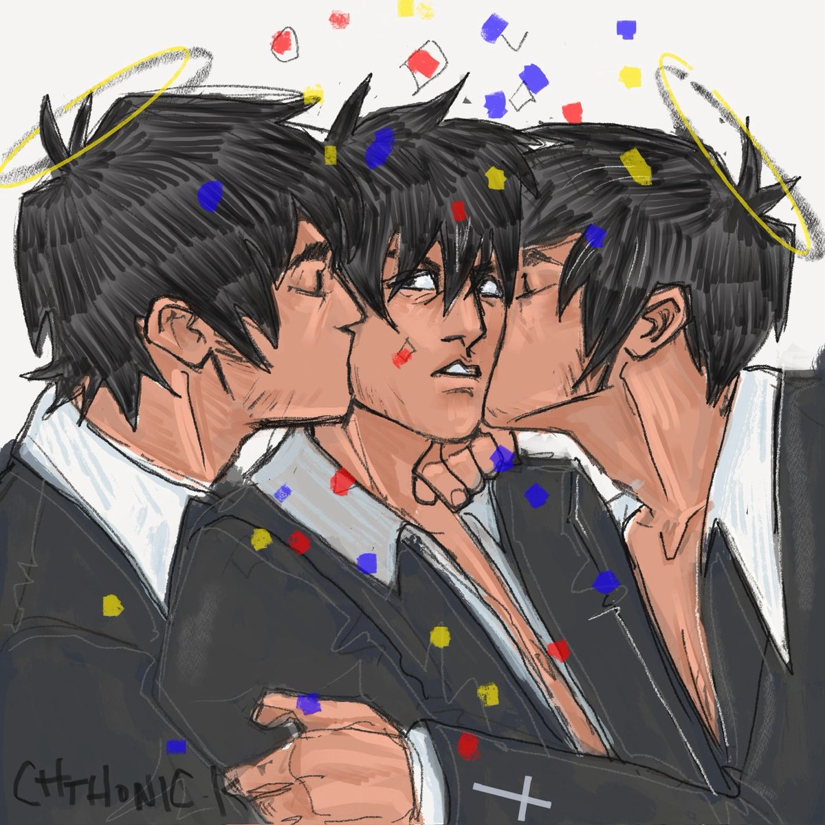 Chthonic_k's tweet photo. 3 Wolfwoods #trigun https://t.co/yu6bqEEJTw